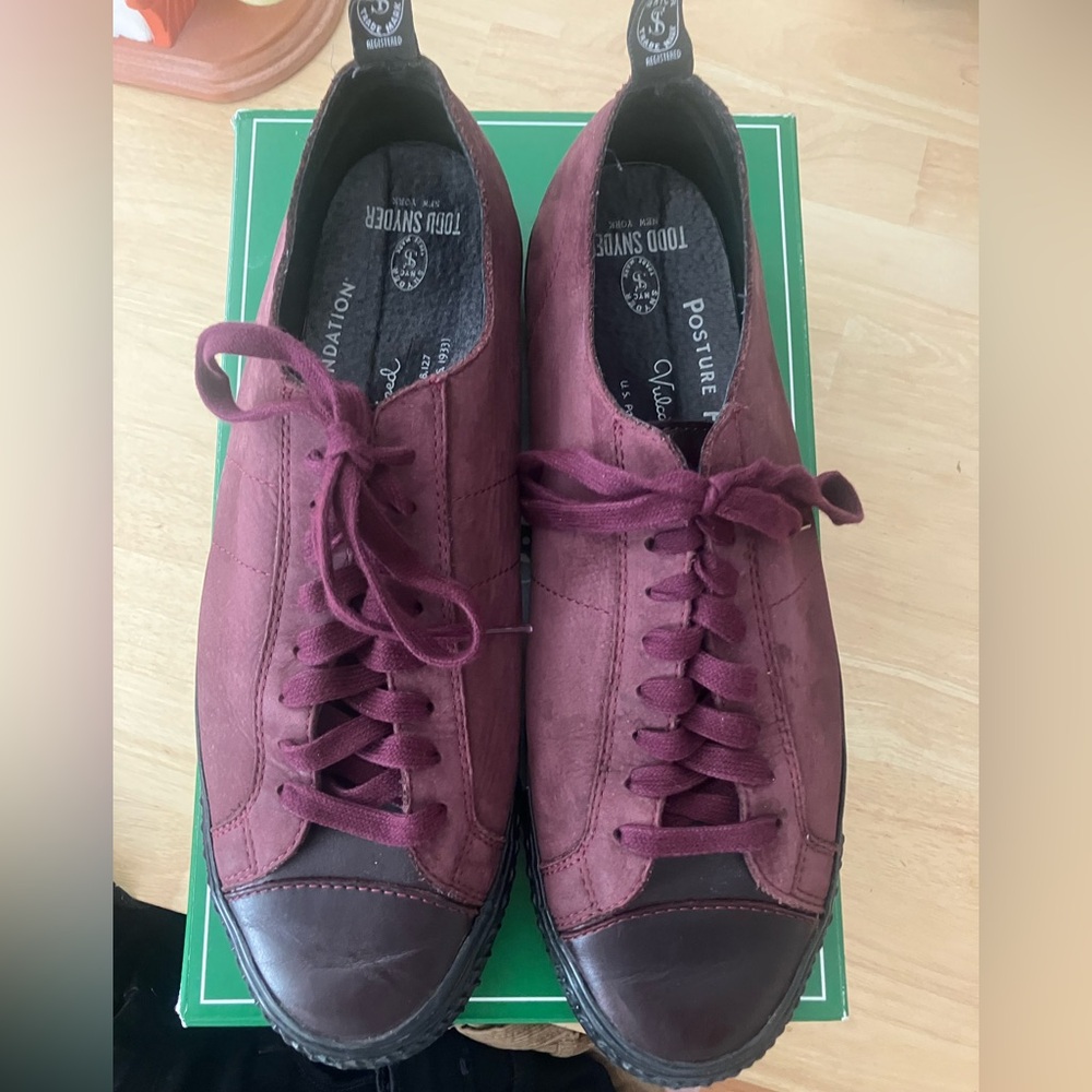 Todd Snyder Burgundy Men's Lace-Up Sneakers